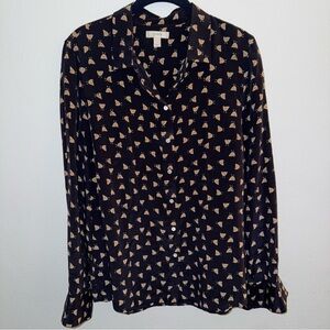 J. Crew 100% silk button down chicken blouse